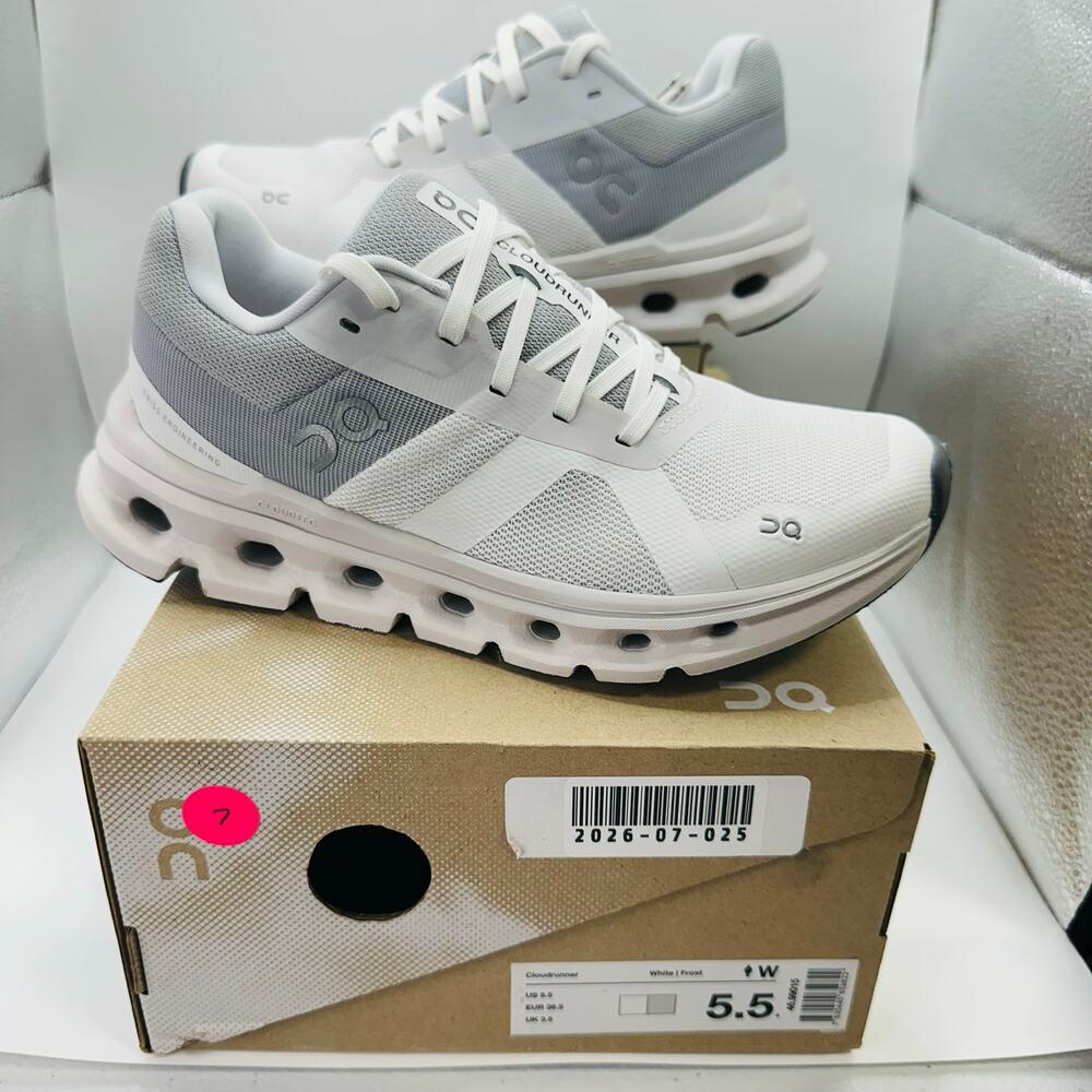 On Running Cloudrunner White/Frost Running Shoes | Women’s Size 5.5 US | New